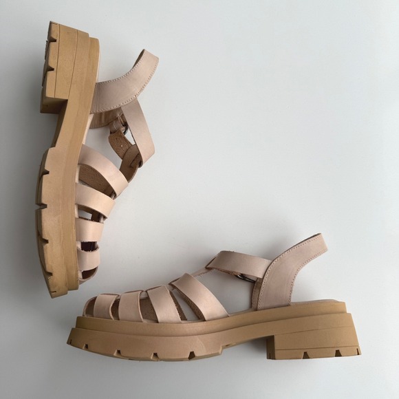 Free People EUC Delaney Chunky Pink Beige Fisherman Sandal EU 41 US 10 10.5 - Picture 3 of 8